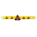 Bracelet en silicone jaune avec des emojis de crotte marron et des boutons-pression réglables - Émoji Caca / Jaune