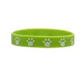 Green silicone wristband featuring white cat paw print patterns for party favors - Green