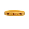Yellow silicone cowboy themed wristband featuring horse and horseshoe printed patterns - Yellow Running Horse Star Style