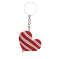 Porte-clés en forme de cœur rayé rouge et blanc pour sacs à main et clés de voiture - Coeur Rayé