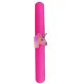 Adorable pink silicone slap bracelet featuring a cute cartoon unicorn design for children - Watercolor Unicorn / Rose Red