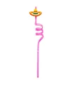Detail van een roze spiraalvormig rietje met een decoratieve Mexicaanse sombrero hoed erop - Sombrero Stijl / Roze