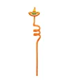 Detailweergave van een oranje spiraalrietje met een Mexicaans sombrero-accessoire - Strohoed Stijl / Oranje