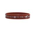 Brown cowboy theme silicone wristband with Wild West and Yee-Haw prints for themed party gifts. - Brown Red Wild West Style
