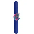 Blue luminous silicone slap bracelet featuring a cute cartoon unicorn charm for kids - Watercolor Unicorn / Sapphire Blue