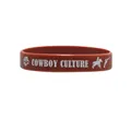 Durable brown silicone wristband featuring Cowboy Culture text and cowboy icons. - Brown Cowboy Culture Style
