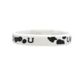 White silicone cowboy wristband with black cow print and horseshoe motifs for parties - Black and White Cow Spot Style