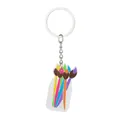 Vista dettagliata di un portachiavi in PVC a forma di vasetto con pennelli colorati vivaci - Stile Barattoli di Vernice (Stile 3)