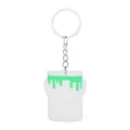 Vista dettagliata del portachiavi in PVC a forma di secchio di vernice bianco e verde - Stile Secchio di Vernice (Stile 4)