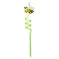 Primer plano de una pajita en espiral verde con abeja animada para regalos de fiestas - Verde
