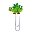 Segnalibro a clip con dinosauro cartone animato verde in PVC morbido e metallo bianco - Dinosauro Verde (Stile 9)