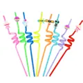 Set of colorful space-themed reusable spiral plastic straws for kids party favors. - Space Series Mix