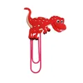 Süßes rotes Cartoon-Dinosaurier Lesezeichen mit rosa Büroklammer für Schule und Büro - Roter Dinosaurier (Stil 1)