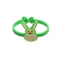 Bracciale in silicone verde per Pasqua con simpatico coniglio e disegni di uova - Fantasia Coniglio a Pois Verde (Stile 8)