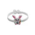 Braccialetto pasquale in silicone bianco con un simpatico coniglio cartoon e carota - Fantasia Coniglio di Pasqua Bianco (Stile 6)