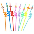 Set of reusable colorful curly plastic straws with princess party theme decorations - Princess Series Mix