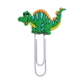 Großer grüner Cartoon-Dinosaurier-Büroklammer-Lesezeichen aus PVC, kreatives Zubehör - Cyan Gestreifter Dinosaurier (Stil 4)
