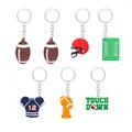 Set of 7 American football themed PVC keychains featuring jersey, helmet and field designs - Keychain (Set of 7)