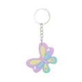 Vista dettagliata di un simpatico portachiavi a farfalla in PVC viola con ali pastello - Stile Cuore Viola Chiaro (款式4)
