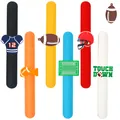Set of 6 American football silicone slap bracelets with colorful sporty themed designs - Slap Bracelet (Pack of 6)
