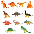 Set van 11 realistische mini dinosaurus figuren in diverse kleuren en verschillende soorten - Regular Fit / 12-delige Verpakking