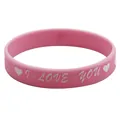 Nahaufnahme von rosa Silikonarmband zum Valentinstag mit weißem I-Love-You-Text - Stil 8 (Rosa I LOVE YOU)