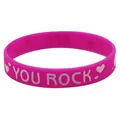 Rosafarbenes Silikonarmband mit weißem "YOU ROCK" Text und Herzmustern. - Stil 6 (Rosa YOU ROCK)