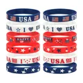Pulseras de silicona coloridas con banderas para el Día de la Independencia de los EE. UU. - 1 Juego (6 Piezas)