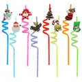 Juego de pajitas de PET reutilizables con alegres figuras navideñas de silicona - Mezcla Aleatoria
