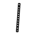Adjustable black silicone wristband with multiple holes and dual metal snap closure - Black Solid