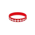 Red football silicone wristband with white lacing pattern for party favors - Red Rugby Stitching Style