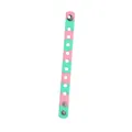 Adjustable silicone wristband in pink and mint green gradient with metal snap buttons - Mixed Pink