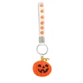 Portachiavi zucca di Halloween in silicone con cinturino bianco stampato e ciondolo - Zucca Faccia Sorridente (Stile 3)