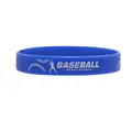 Blue athletic silicone wristband featuring white Baseball Sport Player graphic print - Blue (Baseball Sport Player)