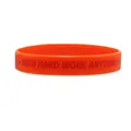 Orange silicone sports wristband with red motivational text 'WITH HARD WORK ANYTHING' design - Orange With Quote