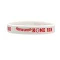 White silicone softball bracelet with red Home Run print and baseball stitching - White (Home Run)