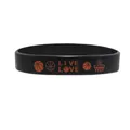 Black silicone sports wristband with orange basketball design and Live Love text - Black Live Love