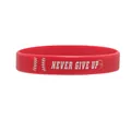 Red softball silicone wristband with white Never Give Up motivational text print - Red (Never Give Up)