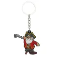 Pendentif porte-clés pirate en PVC avec manteau rouge et télescope sur fond blanc - Style 6 / Capitaine au Cache-œil