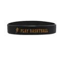 Durable black silicone basketball wristband with gold Play Basketball athlete print - Black Play Basketball