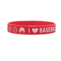 Vibrant red silicone baseball bracelet with white I Love Baseball text and sport icons - Red (I Love Baseball)