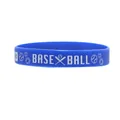 Blue athletic silicone baseball wristband with printed number 13 and ball icons - Blue (Baseball 13)