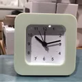 Compact minimalist mint green square analog alarm clock for students and children - Green