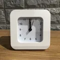 Minimalist white square analog alarm clock with rounded corners for student dorms - White
