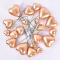 20pcs metallic rose gold heart shaped cake topper picks for birthday party decoration - Heart Shaped / 20 Pieces Set / Gold