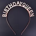Elegant rose gold BIRTHDAY QUEEN headband with sparkling rhinestones for birthday party decoration. - Metal Headband / Rose Gold