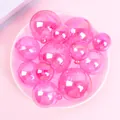 Close-up of pink iridescent decorative spheres for cake topping and party decor. - Set of 12 / Rose Red