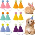 Set of 6 colorful creative felt pet birthday party hats for cats, dogs, and rabbits. - Finished Style / Set of 12 / Finished 12 Pieces Set (Colorful Elastic Band)