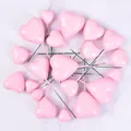 Set of assorted sized pink glossy heart-shaped cake toppers for romantic birthday decor - Heart Shaped / 20 Pieces Set / Pink