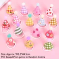 Assortment of 15 mini pet birthday hats featuring vibrant patterns and fuzzy pom-poms - Style B / 15 Pcs Pack
